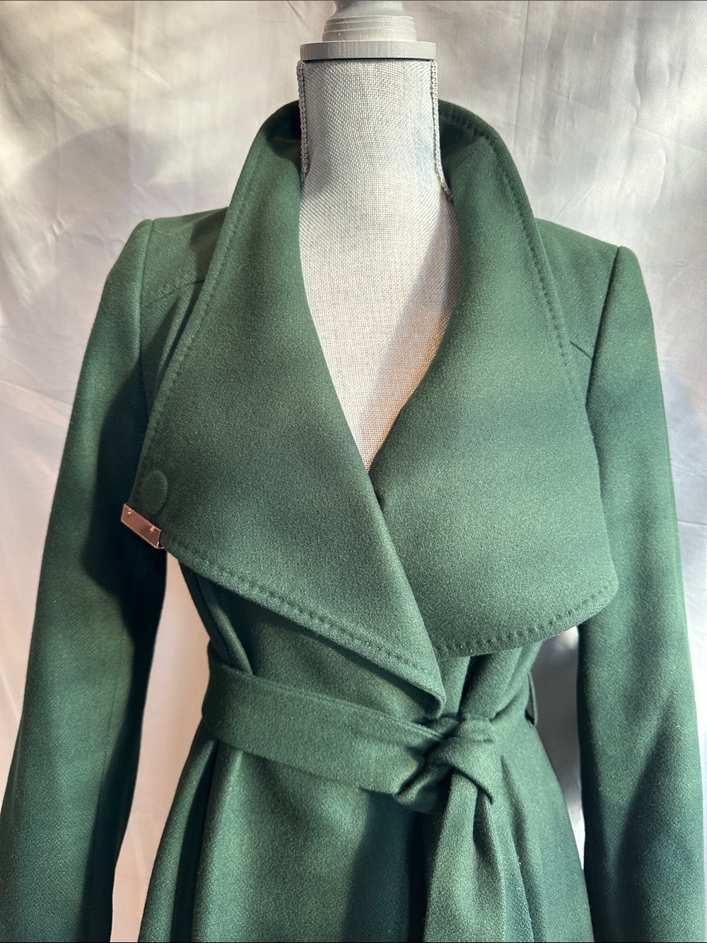 Ted Baker Womens Rose Belted Midi Wool Long Sleeve Coat, Green - Picture 5 of 16